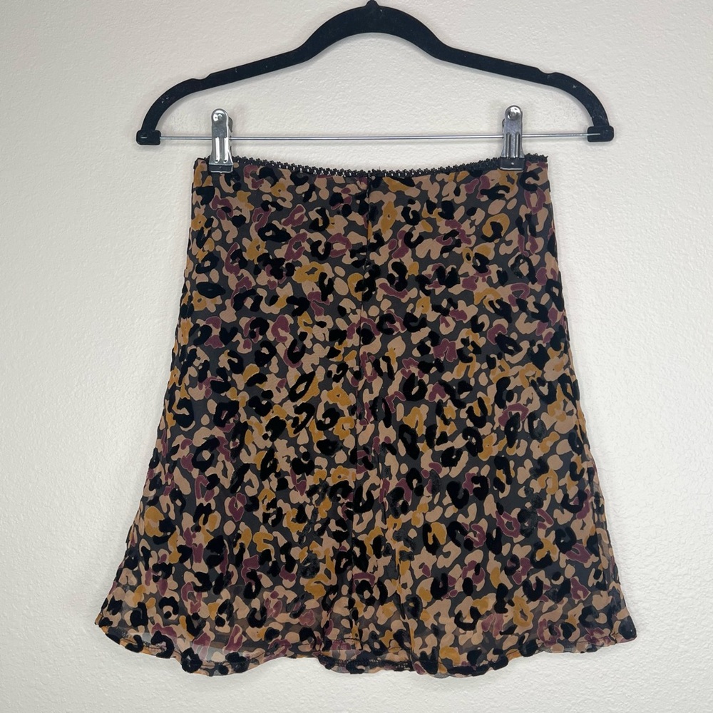 Princess Polly Black & Tan Leopard Animal Print Velvet Burnout Mini Skirt Sz 4 - Picture 9 of 12